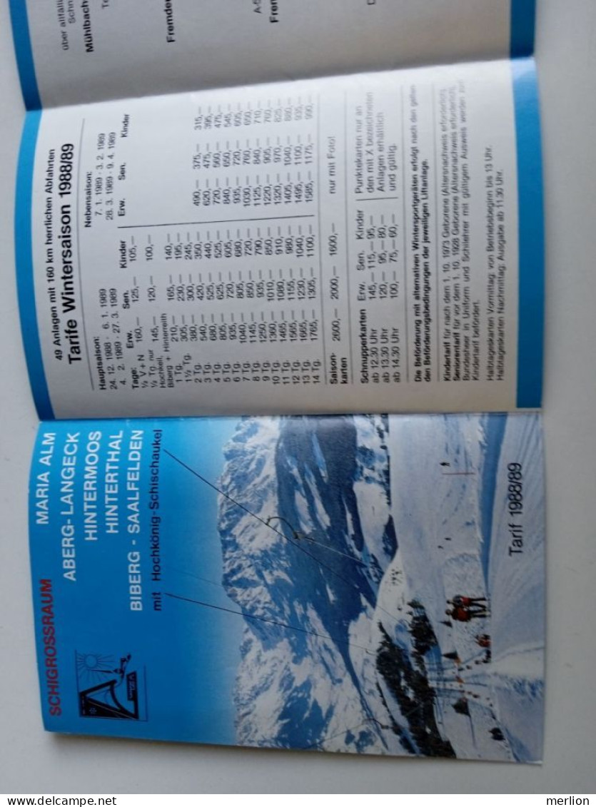 D203045  Tourism Brochure Pricelist - Hochkönig Skischaukel - Mühlbach Dienten  Maria Alm - Tarif 1988/89 - Dépliants Turistici