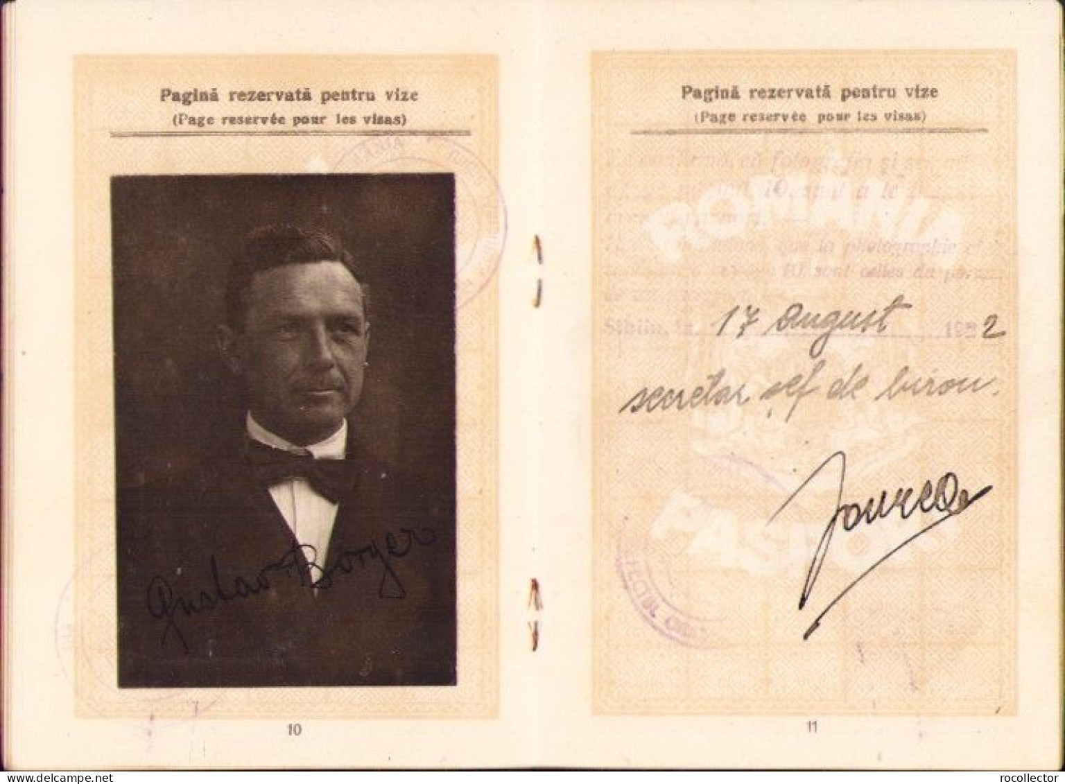 Romanian 1922 passport for Saxon professor Gustav Borger from Hermannstadt A2471N