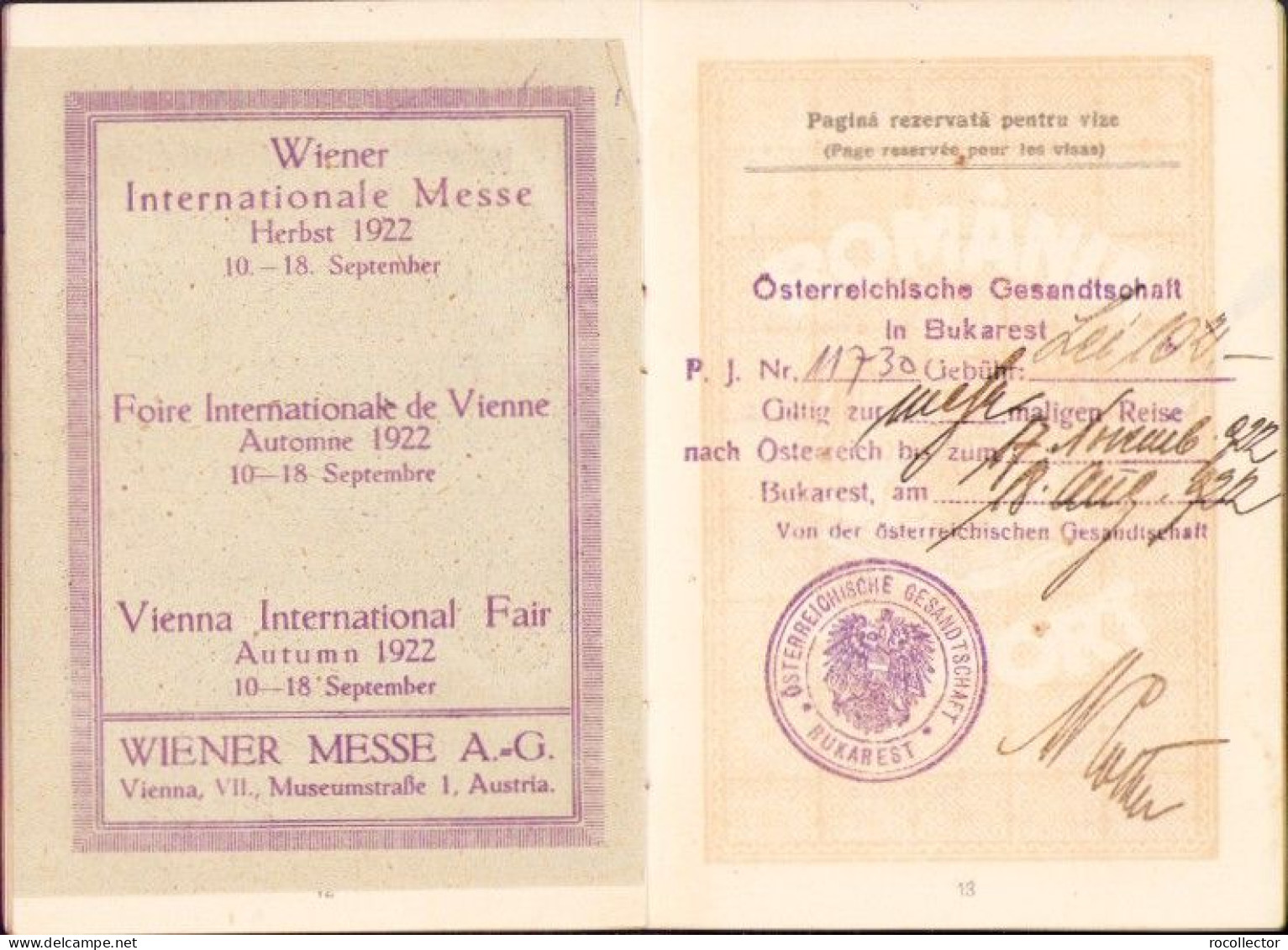 Romanian 1922 passport for Saxon professor Gustav Borger from Hermannstadt A2471N