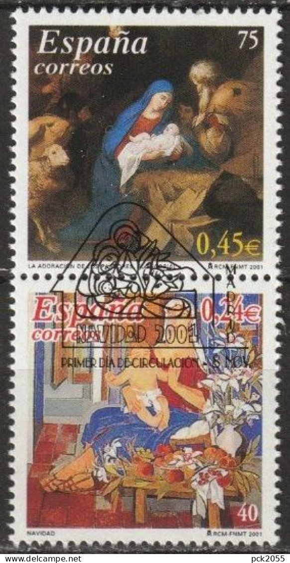 Spanien 2001 MiNr.3671 - 3672 Zd. Aus Block 102 O Gest. ESST. Weihnachten ( B2883 ) - Used Stamps