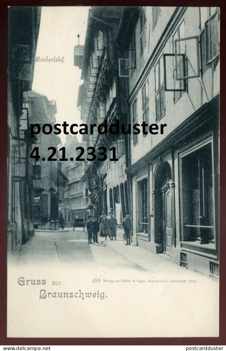 GERMANY Gruss Aus Braunschweig Postcard 1900s Meinhardshof. Street View. Old Postcard (h2428) - Braunschweig