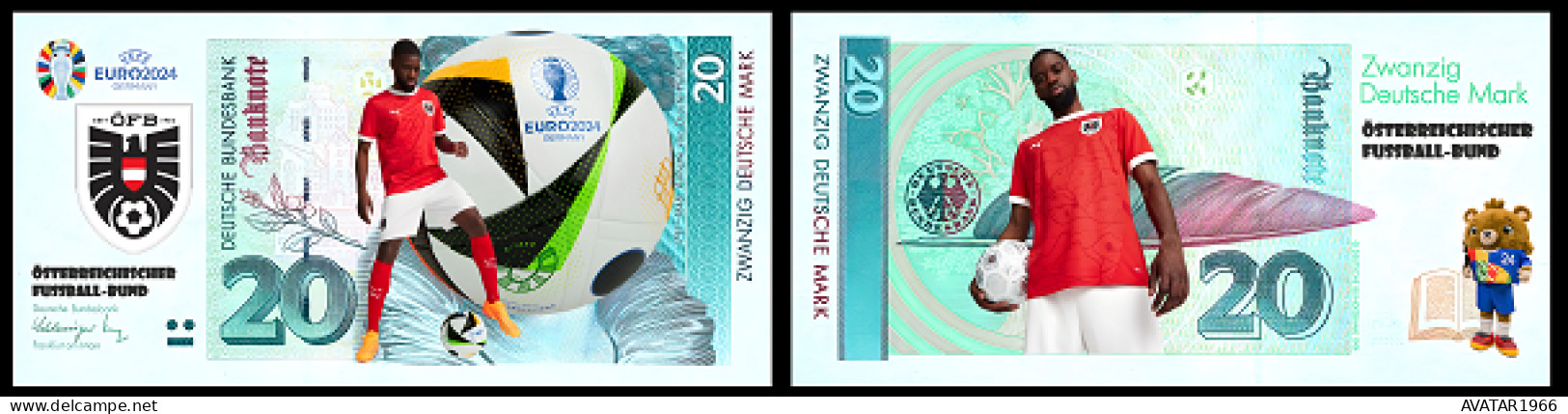 UEFA European Football Championship 2024 Qualified Country Österreich 8 Pieces Germany Fantasy Paper Money - Gedenkausgaben