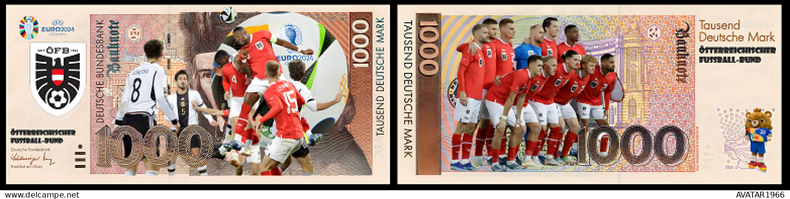 UEFA European Football Championship 2024 qualified country Österreich 8 pieces Germany fantasy paper money