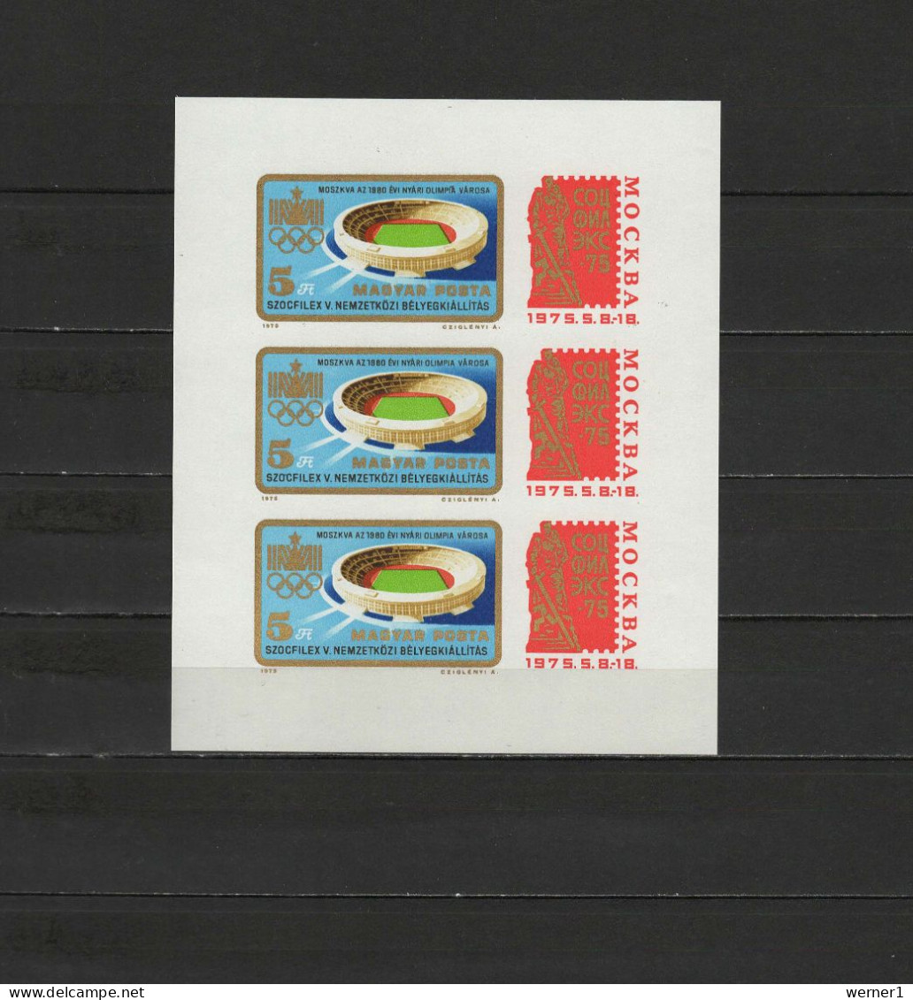 Hungary 1975 Olympic Games Moscow, SZOCFILEX V Sheetlet Imperf. MNH -scarce- - Sommer 1976: Montreal