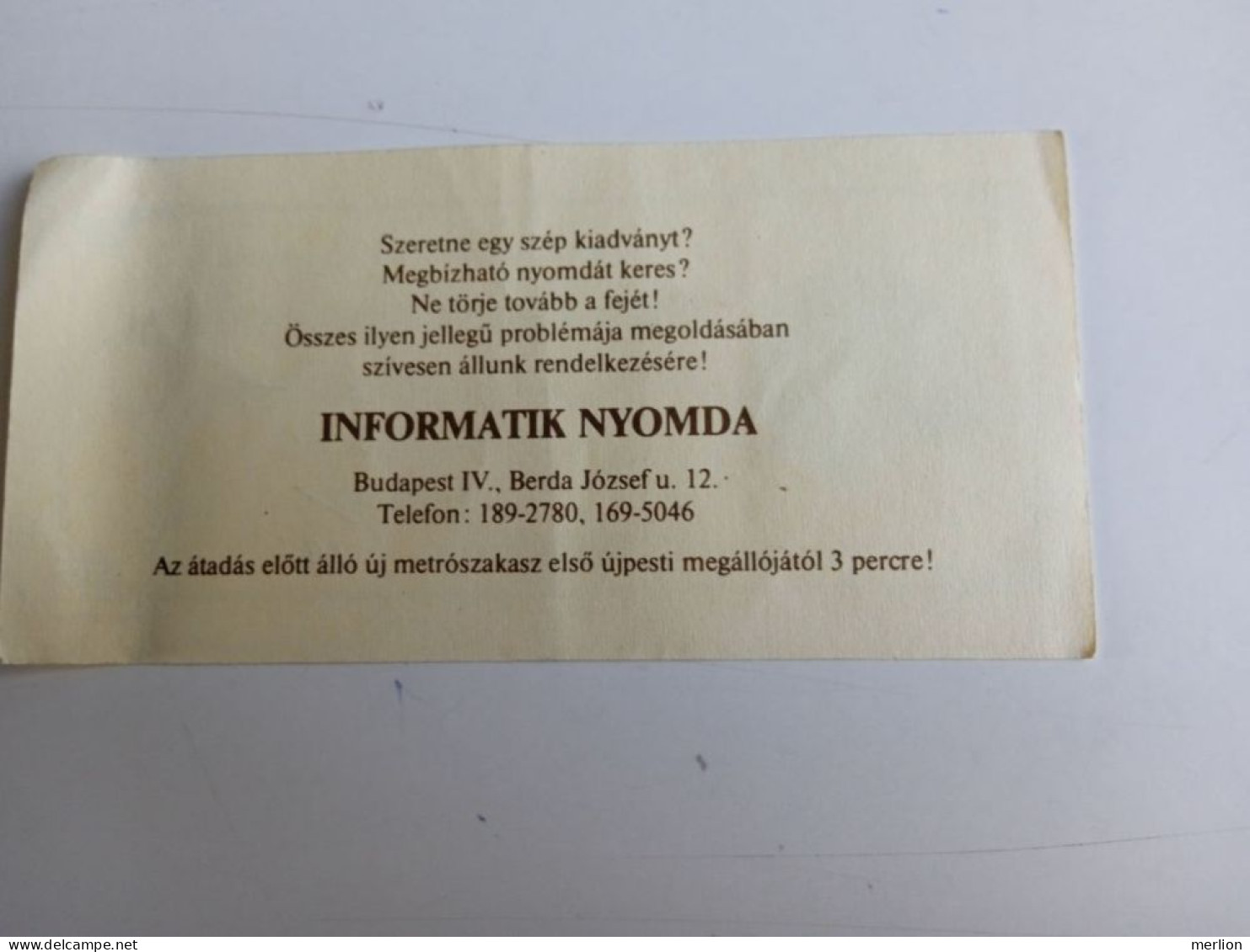 D203047  Ticket -Liszt Ferenc Kamaraterem - Liszt Ferenc Zeneművészeti Akadémia Belépőjegy -Entry Ticket 1991 - Tickets D'entrée