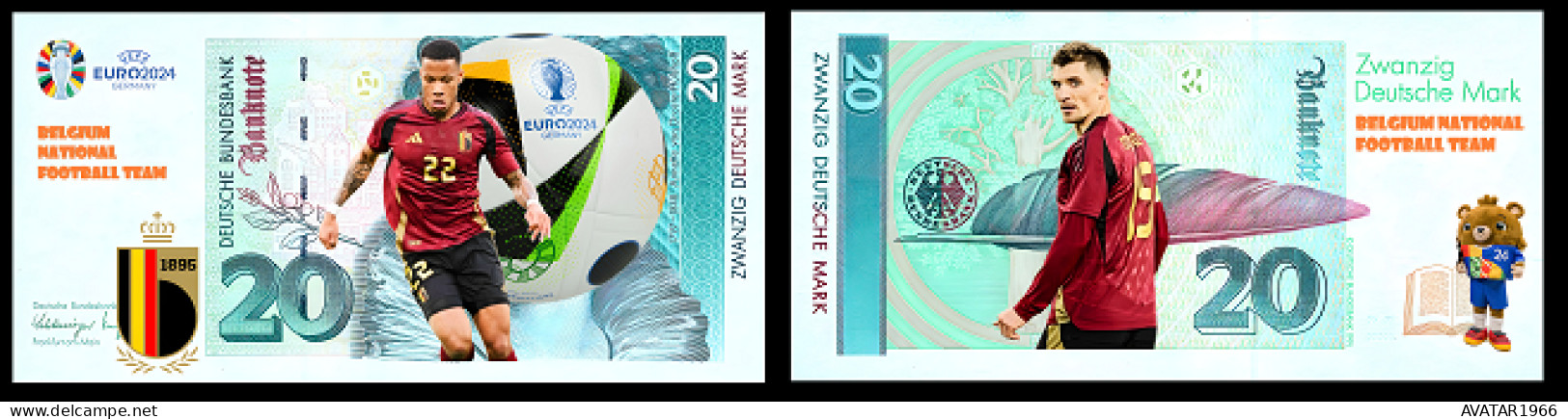 UEFA European Football Championship 2024 Qualified Country  Belgium 8 Pieces Germany Fantasy Paper Money - Gedenkausgaben