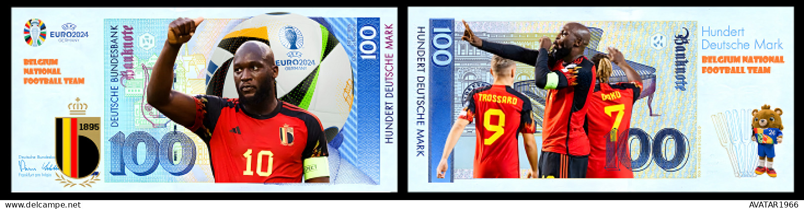 UEFA European Football Championship 2024 qualified country  Belgium 8 pieces Germany fantasy paper money
