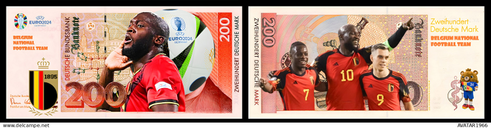 UEFA European Football Championship 2024 qualified country  Belgium 8 pieces Germany fantasy paper money