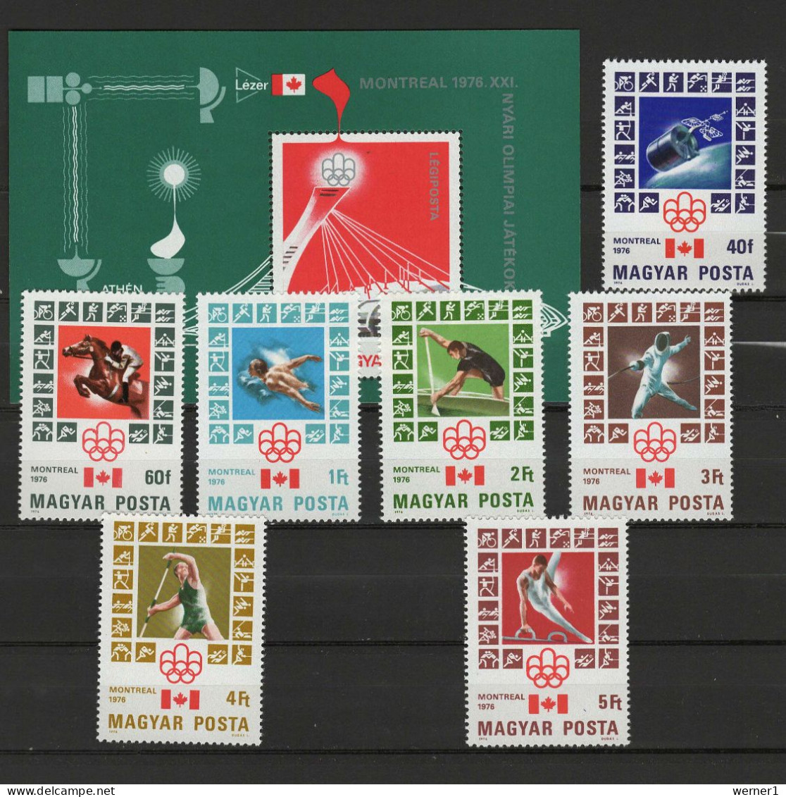 Hungary 1976 Olympic Games Montreal, Space, Equestrian, Rowing, Fencing Etc. Set Of 7 + S/s MNH - Sommer 1976: Montreal