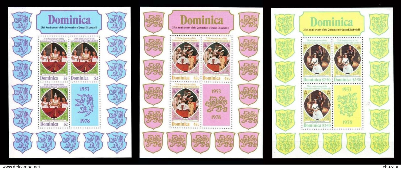 Dominica 1977 Royalty, Kings & Queens Of England, Queen Elizabeth II, Silver Jubilee Stamps Sheet MNH - Dominica (1978-...)