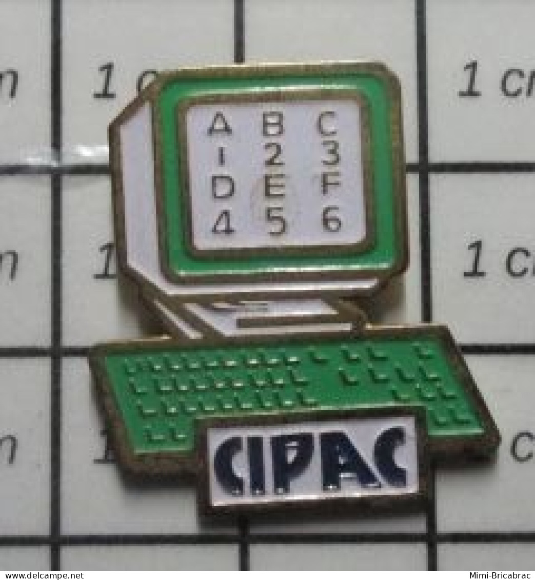811B Pin's Pins / Beau Et Rare / INFORMATIQUE / MINITEL VERT ET BLANC CIPAC - Computers