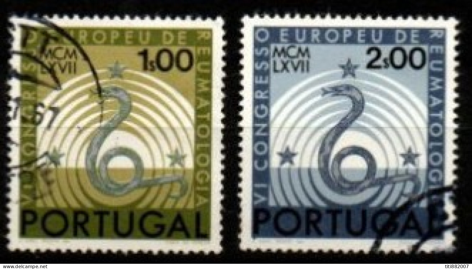 PORTUGAL     -    1967 .  Y&T N° 1021 / 1022 Oblitérés .  Rhumatologie  /  Serpent - Oblitérés