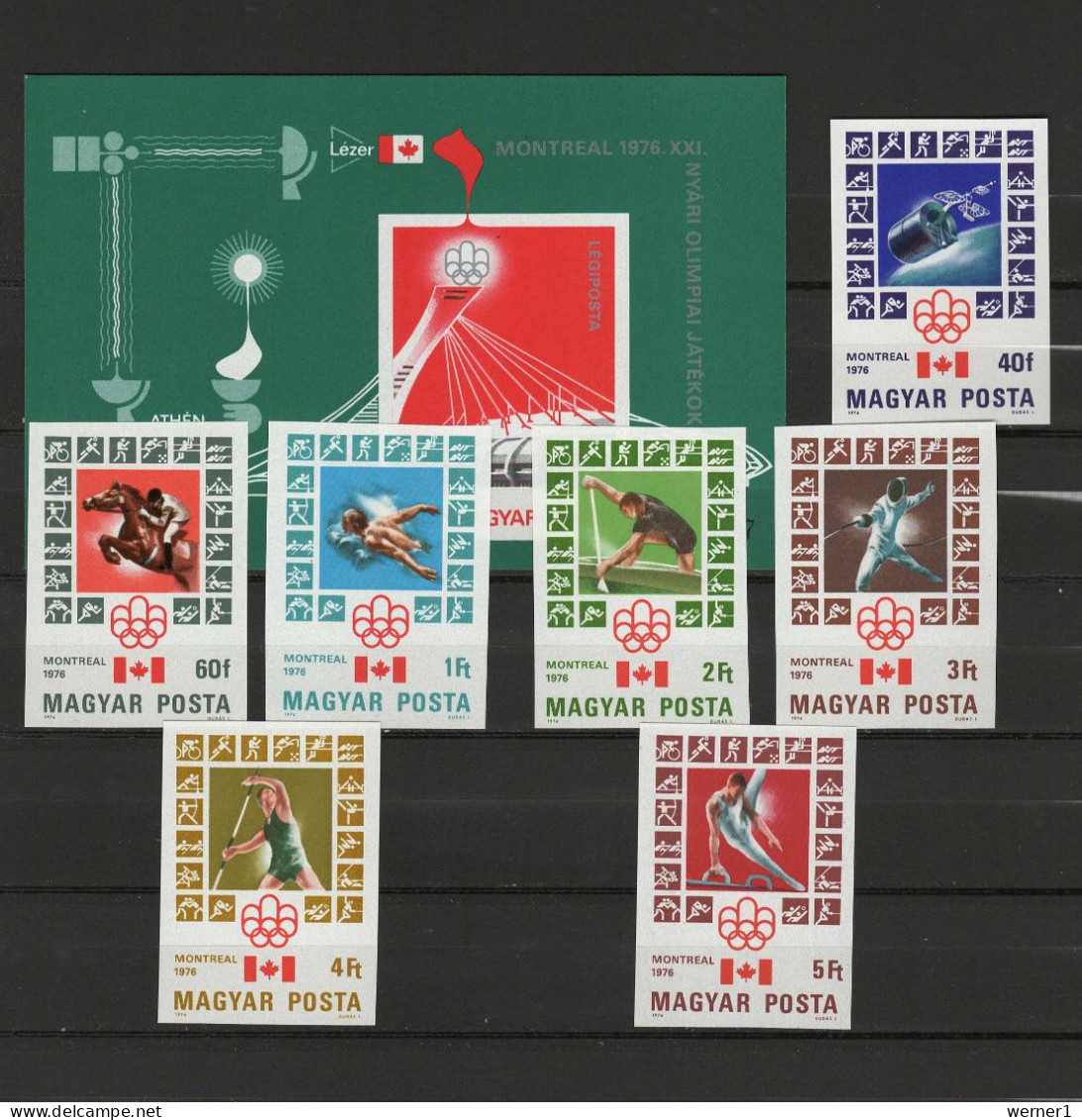 Hungary 1976 Olympic Games Montreal, Space, Equestrian, Rowing, Fencing Etc. Set Of 7 + S/s Imperf. MNH -scarce- - Sommer 1976: Montreal