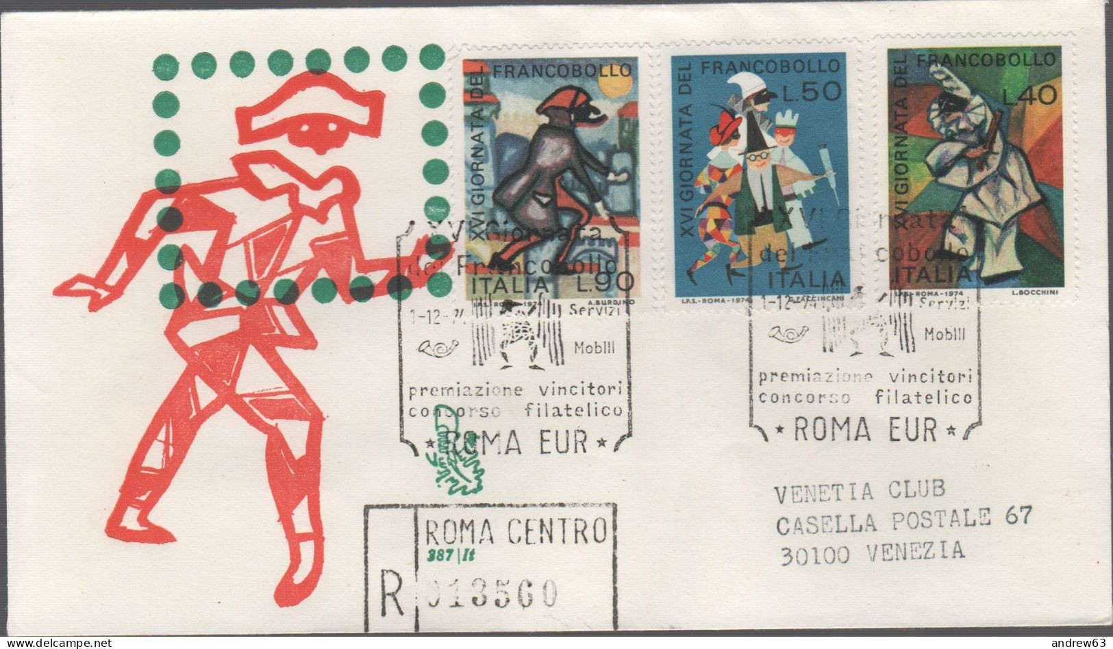 ITALIA - ITALIE - ITALY - 1974 - 16ª Giornata Del Francobollo - FDC Venetia - Viaggiata Con Annullo - FDC