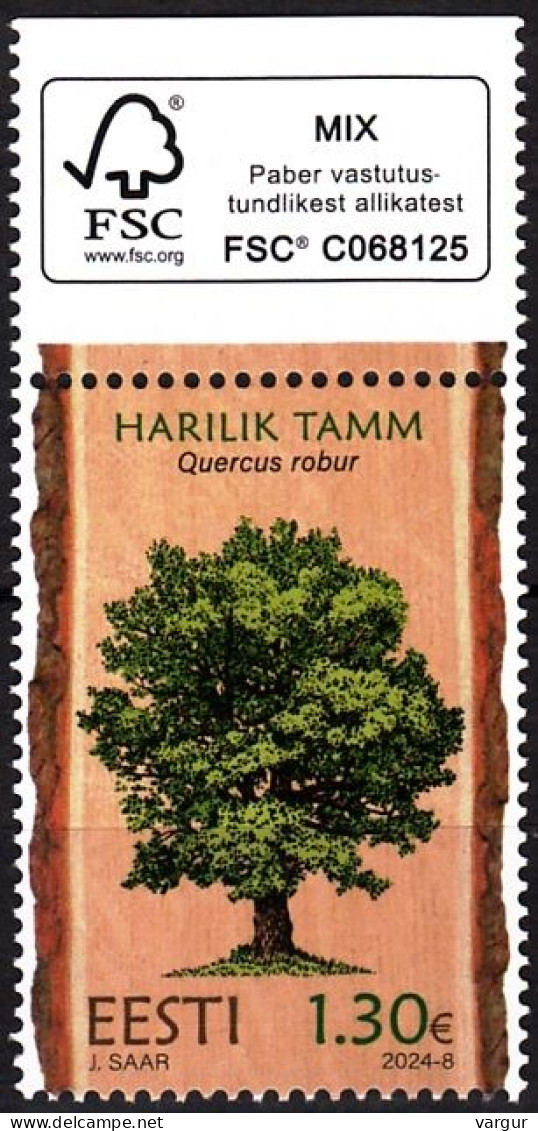 ESTONIA 2024-06 FLORA Plants: Tree English Oak. FSC Margin, MNH - Bäume