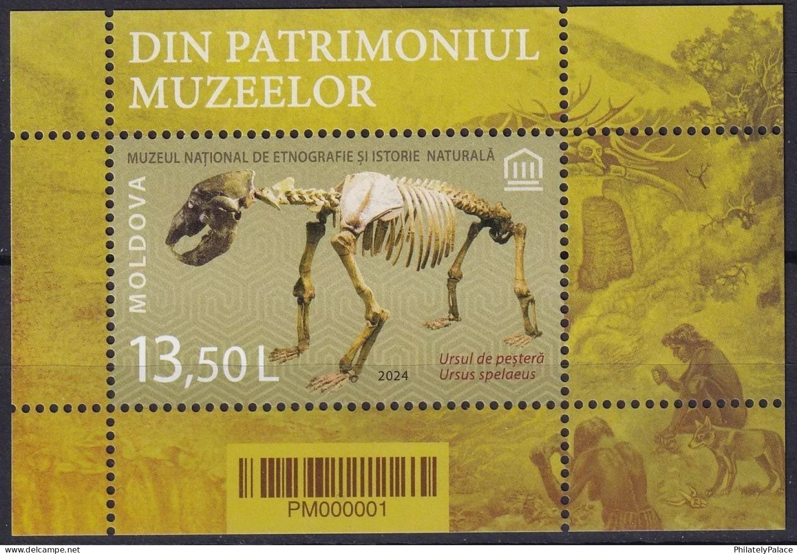MOLDOVA 2024 Museum Artifacts & Natural History,Cave Bear,Fox,Pre Human Ancestor,Male,Female, MNH (**) - Moldavië