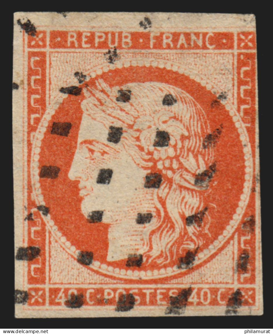 N°5a, Cérès 1849, 40c Orange-vif, Oblitéré Gros Points - BEAU D'ASPECT - 1849-1850 Cérès