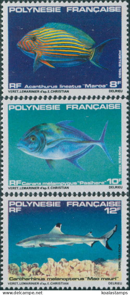 French Polynesia 1983 Sc#373-375,SG386-388 Fish Set MLH - Sonstige & Ohne Zuordnung