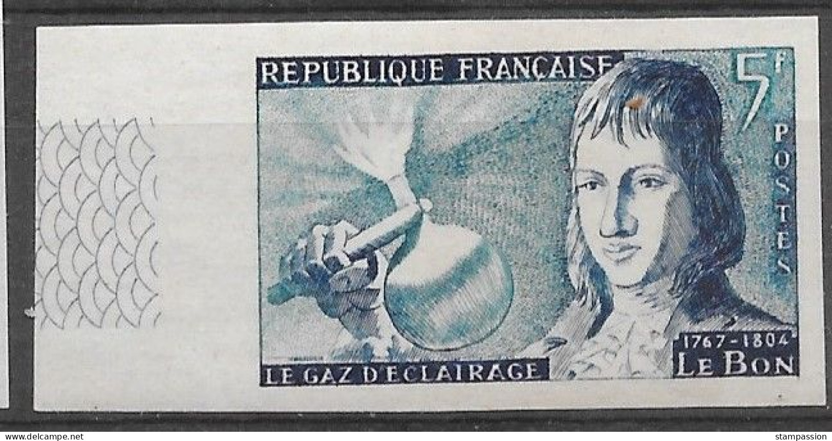 FRANCE 1955 - Y&T 1012 Non Dentelé Neuf ** - Le Bon, Gaz  D'éclairage - 1951-1960