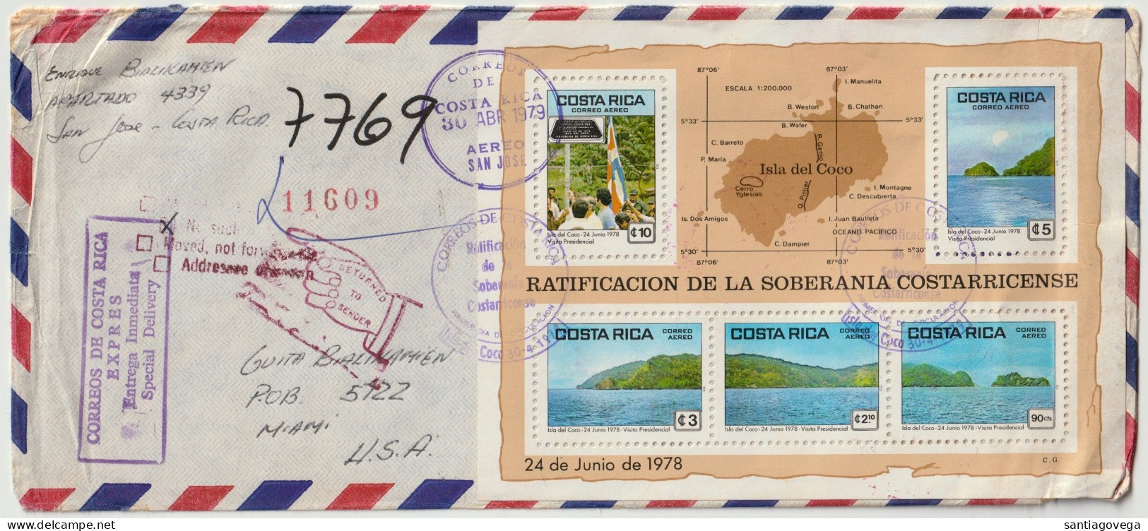 COSTA RICA - COCO ISLAND - 1979 -Cover To USA Scott C737-741 - #426 - Costa Rica
