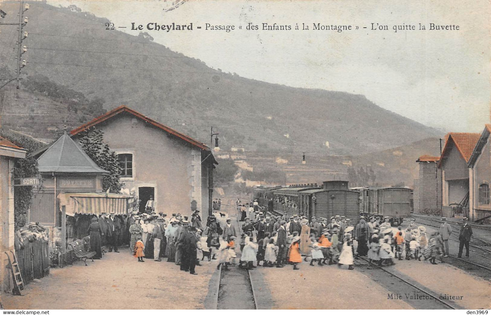 Le CHEYLARD (Ardèche) - Gare Avec Train - Passage Des Enfants à La Montagne, On Quitte La Buvette, Voyagé 1909 (2 Scans) - Le Cheylard