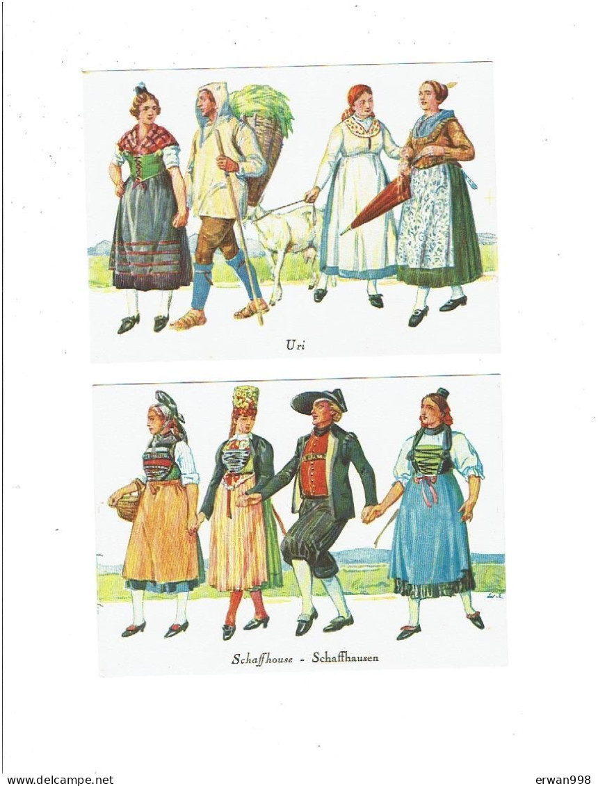 SUISSE Costumes Locaux SCHAFFOUSE & URI Couples  1329 - People