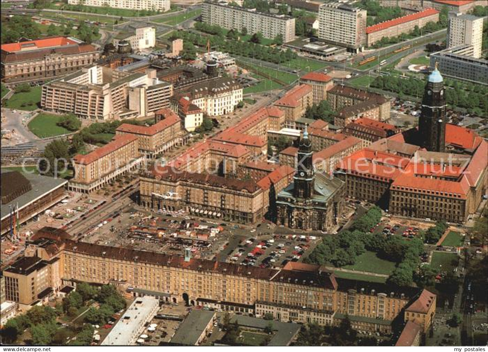 72590651 Dresden Kulturpalast Altmarkt Kreuzkirche Rathaus Fliegeraufnahme Blase - Dresden