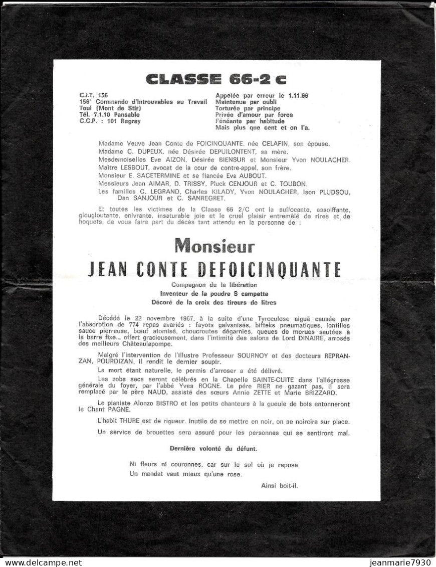 P292 - LETTRE PERE CENT CLASSE 66 2C DE TOUL DU 12/12/67 - CACHET VAGUEMESTRE - Militaire Zegels
