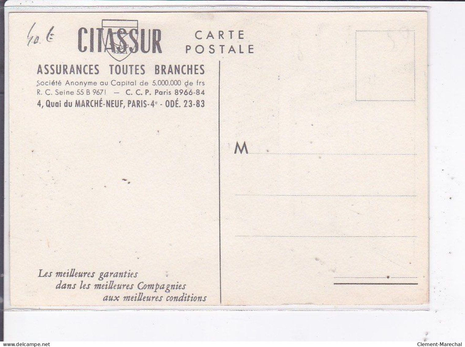 PUBLICITE : Assurance CITASSUR - Très Bon état - Werbepostkarten