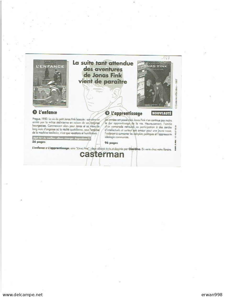 GIARDINO Jonas Fink L'apprentissage Publicité CASTERMAN Sans Mention Carte Postale 1331 - Comicfiguren