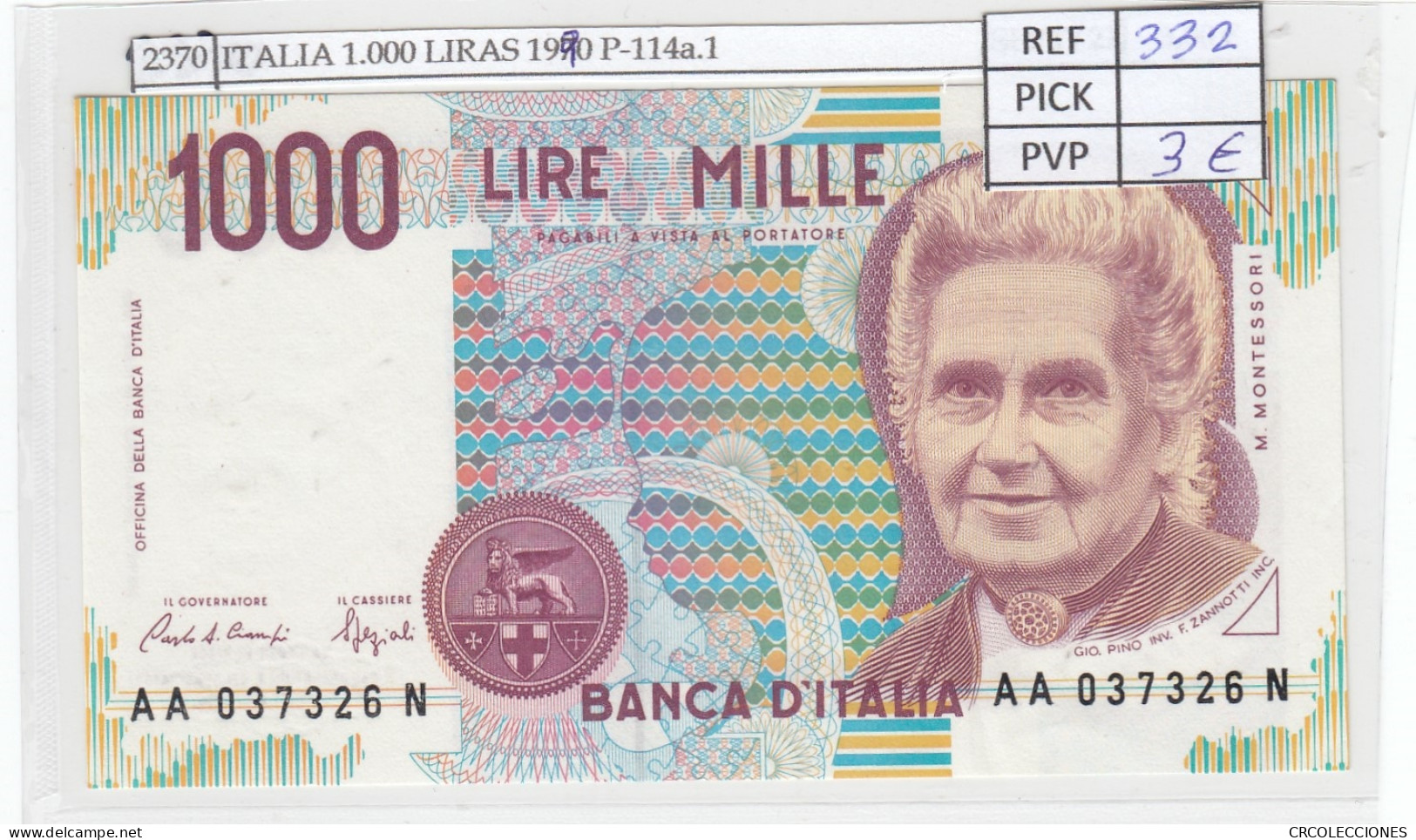 BILLETE ITALIA 1.000 LIRAS 1990 P-114a.1 - Other - Europe