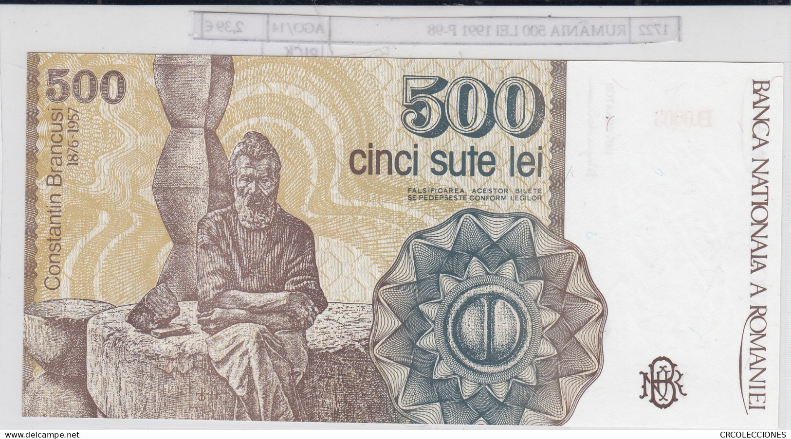 BILLETE RUMANIA 500 LEI 1991 P-98b - Sonstige – Europa