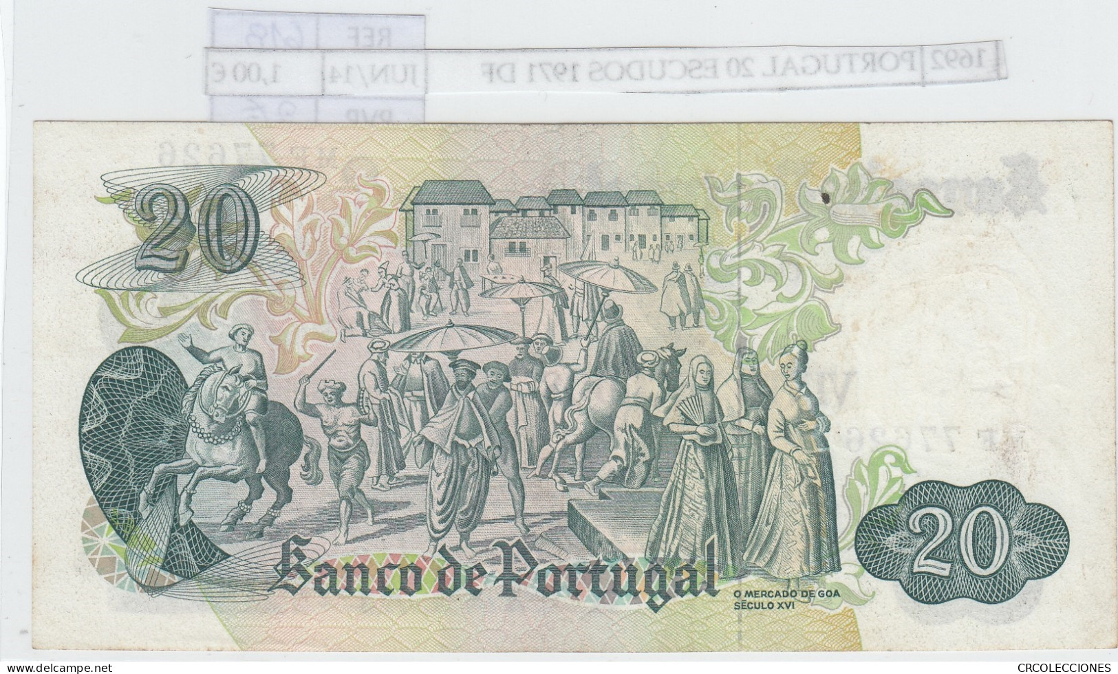 BILLETE PORTUGAL 20 ESCUDOS 1971 P-173a.12a  - Other - Europe