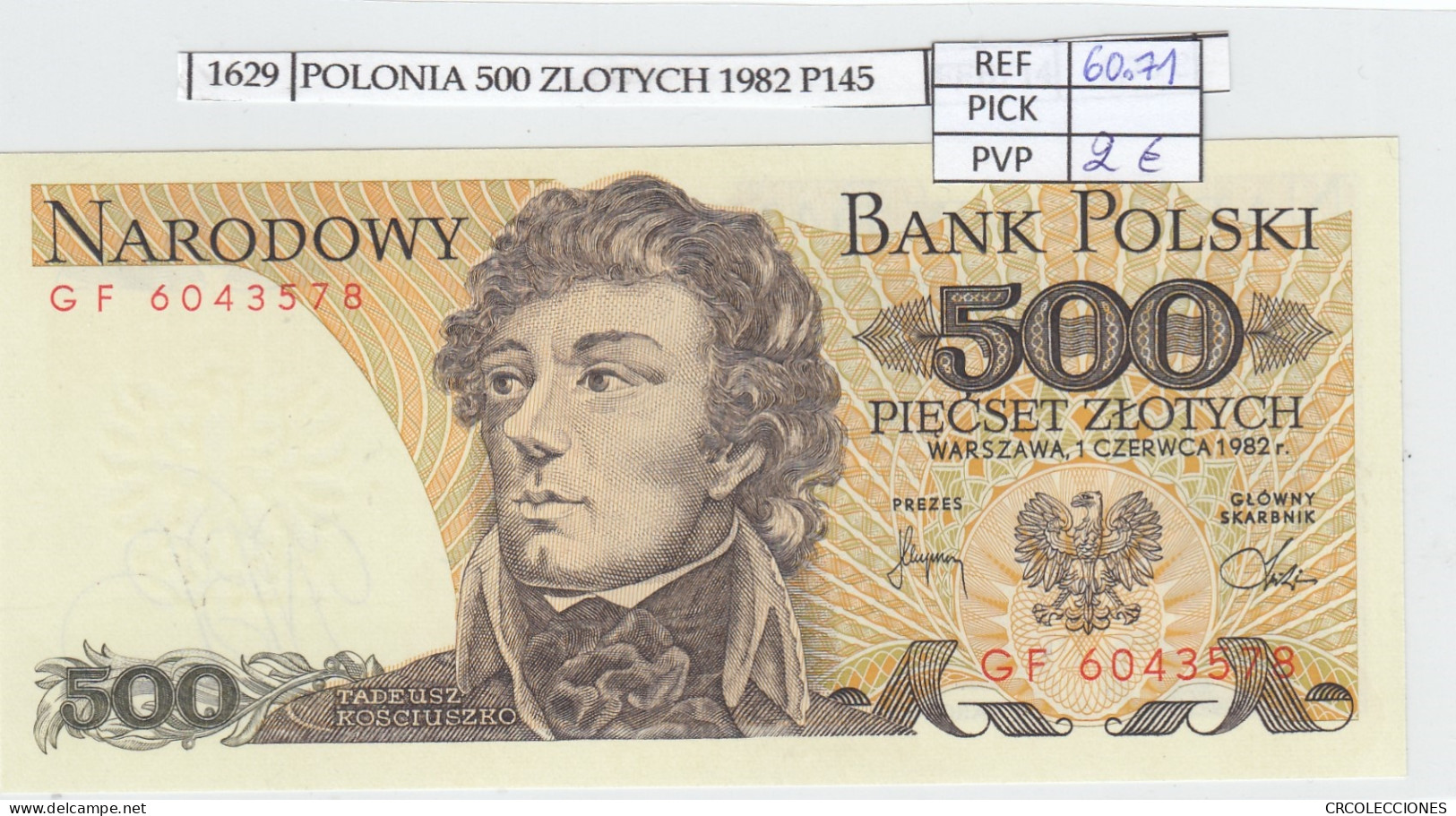 BILLETE POLONIA 500 ZLOTYCH 1982 P-145d - Other - Europe