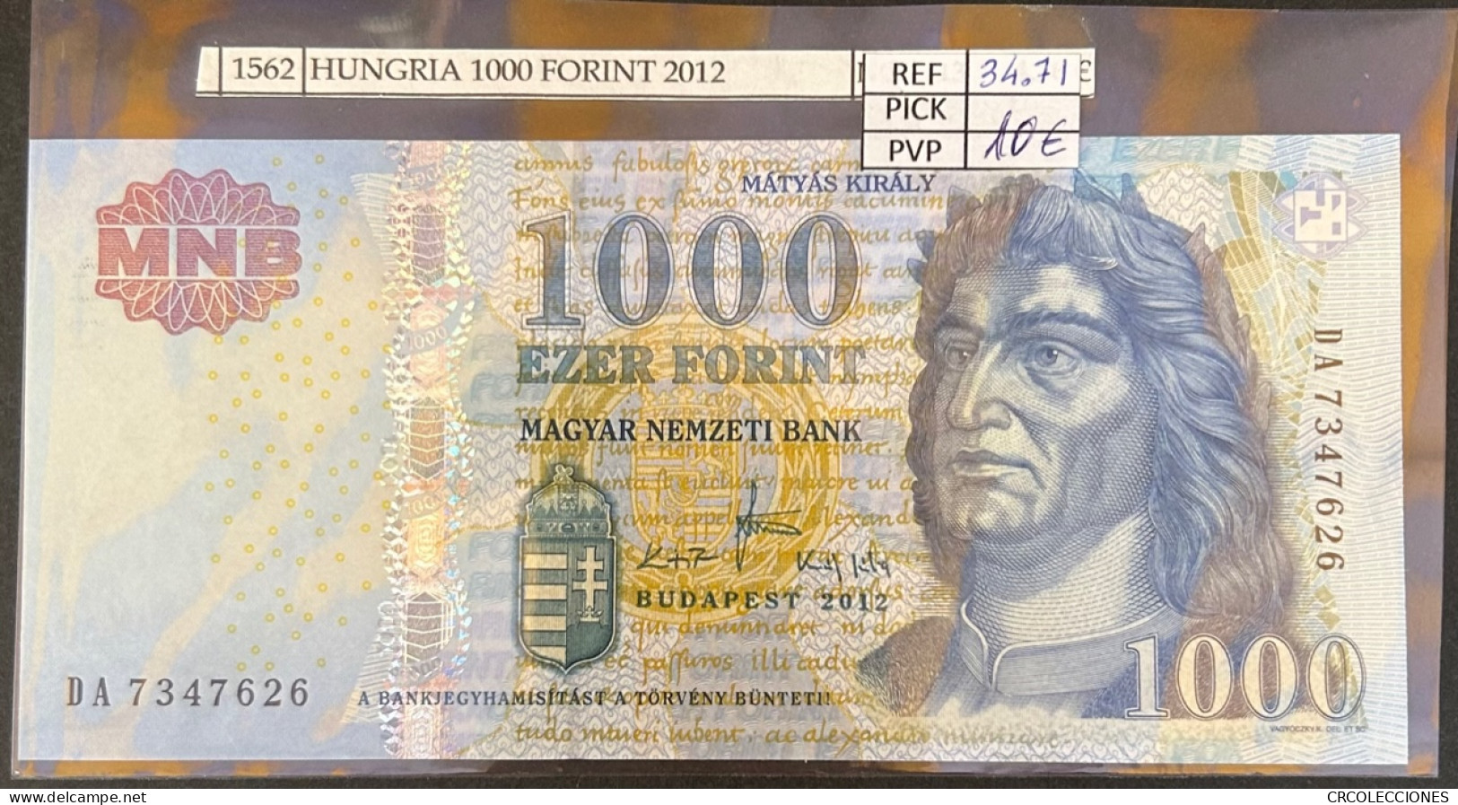 BILLETE HUNGRIA 1.000 FORINT 2012 P-197d  - Other - Europe