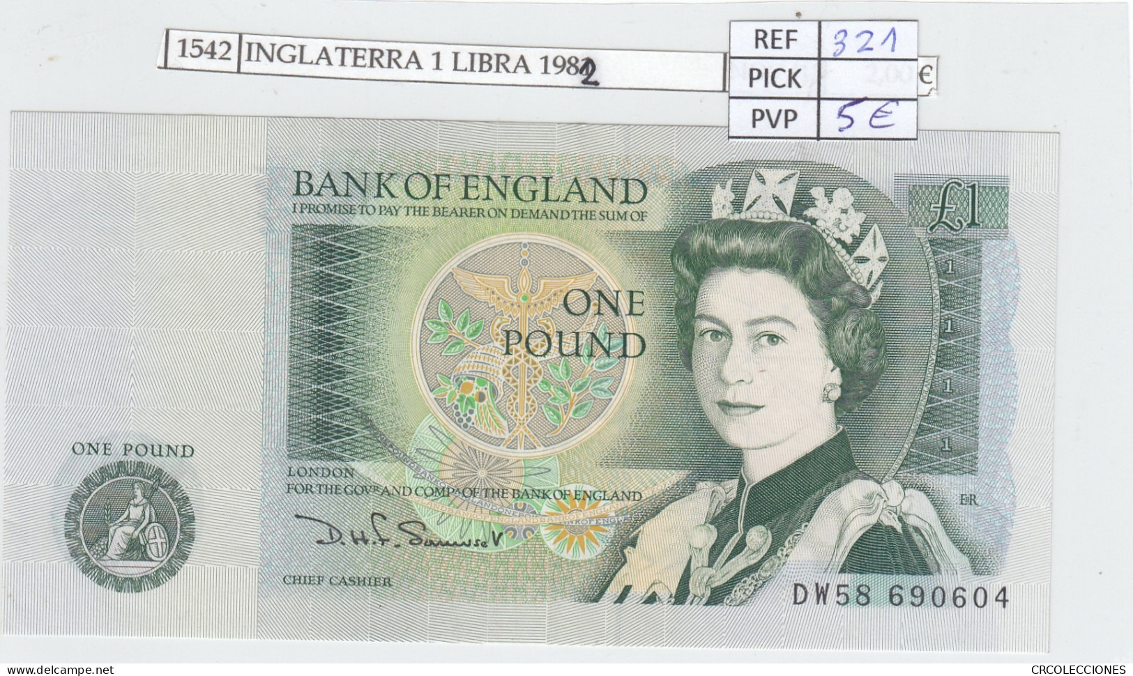 BILLETE INGLATERRA 1 LIBRA 1982 P-377b  - Andere - Europa