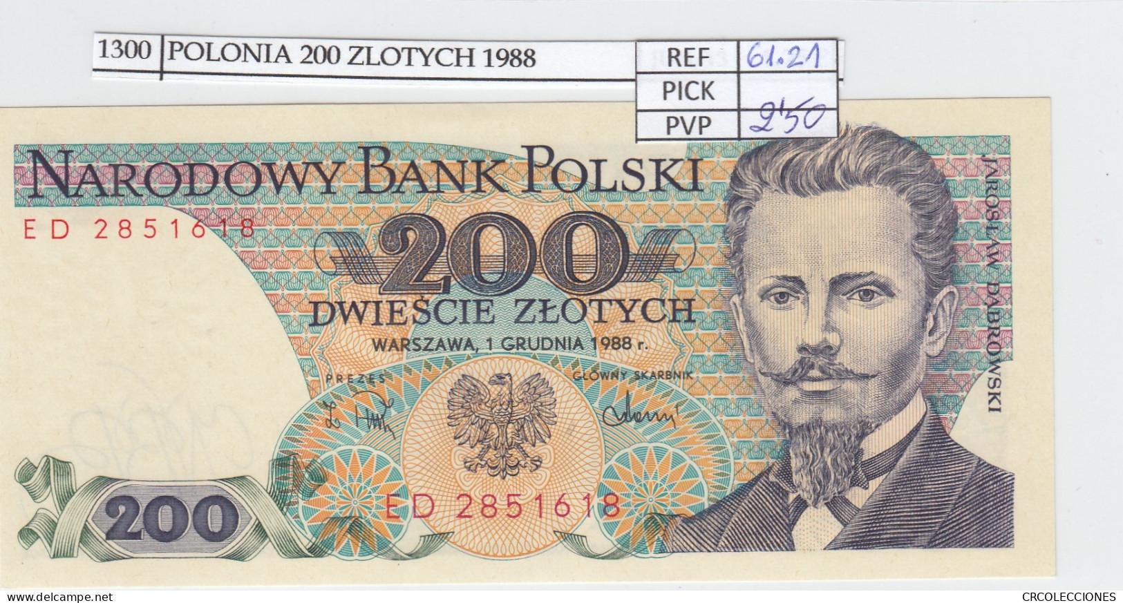 BILLETE POLONIA 200 ZLOTYCH 1988 P-144c.2 - Other - Europe