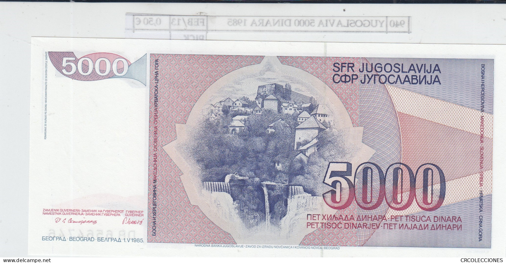 BILLETE YUGOSLAVIA 5.000 DINARA 1985 P-93a - Autres - Europe