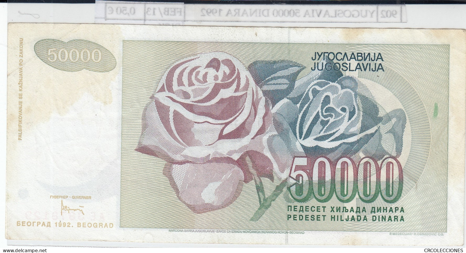 BILLETE YUGOSLAVIA 50000 DINARA 1992  - Andere - Europa