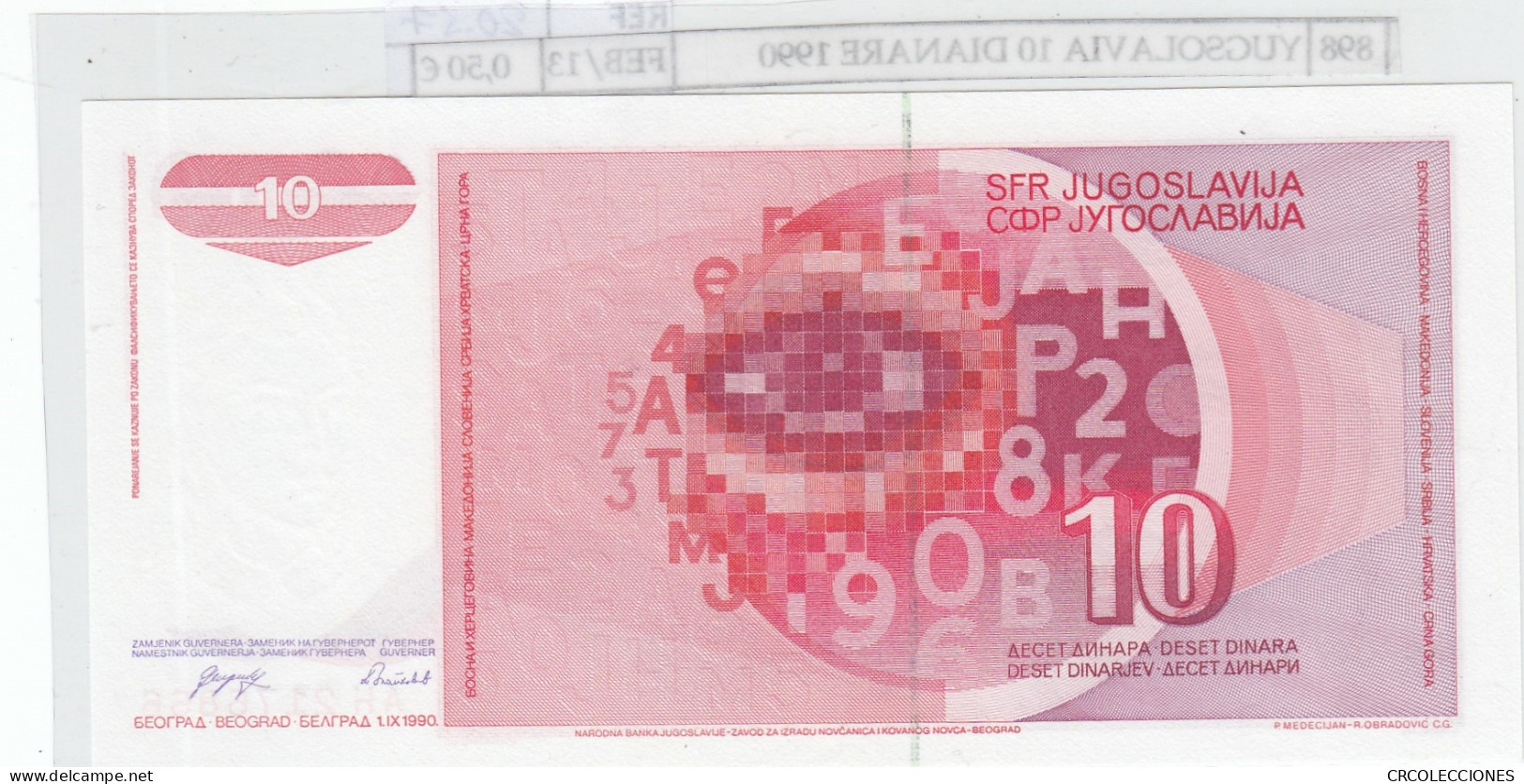 BILLETE YUGOSLAVIA 10 DINARA 1990 P-103a - Sonstige – Europa