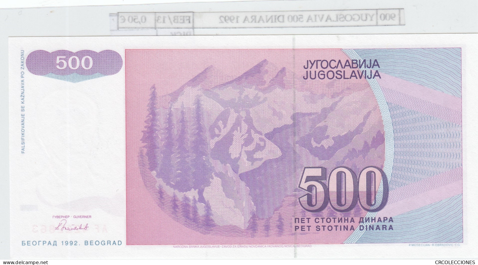 BILLETE YUGOSLAVIA 500 DINARA 1992 P-113a  - Other - Europe