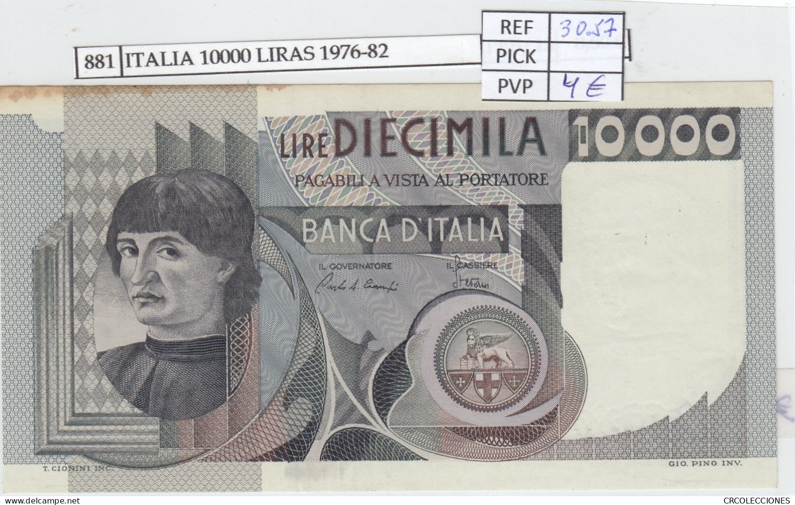 BILLETE ITALIA 10.000 LIRAS 1980 P-106b.1  - Sonstige – Europa