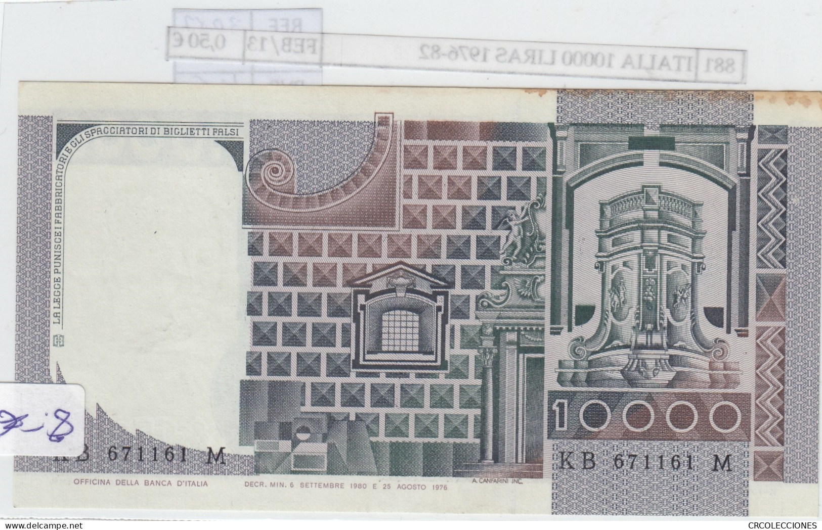 BILLETE ITALIA 10.000 LIRAS 1980 P-106b.1  - Sonstige – Europa