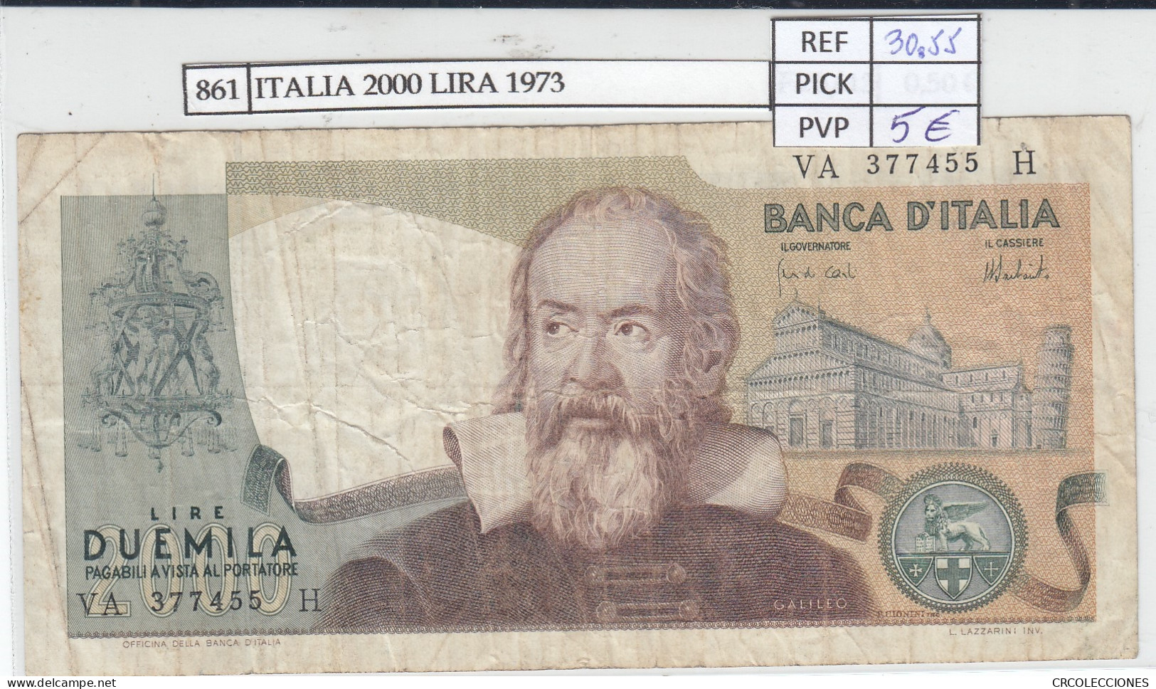 BILLETE ITALIA 2.000 LIRA 1973 P-103a - Andere - Europa