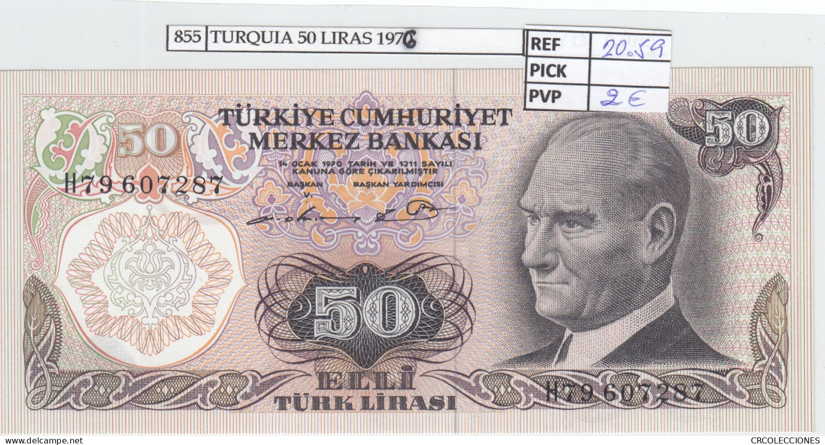 BILLETE TURQUIA 50 LIRAS 1976 P-188a.1 - Sonstige – Europa