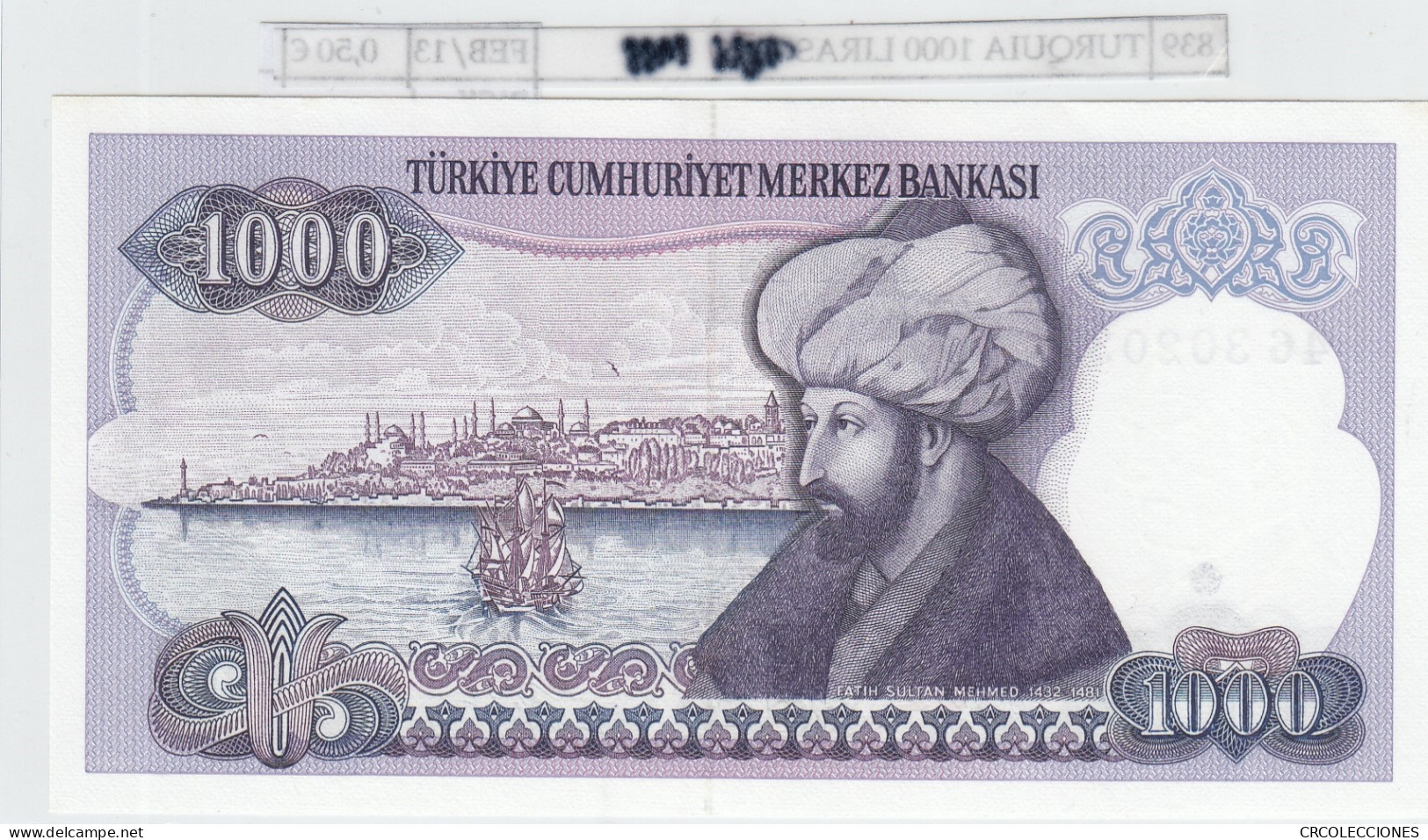 BILLETE TURQUIA 1.000 LIRAS 1970 P-196a.2 - Andere - Europa