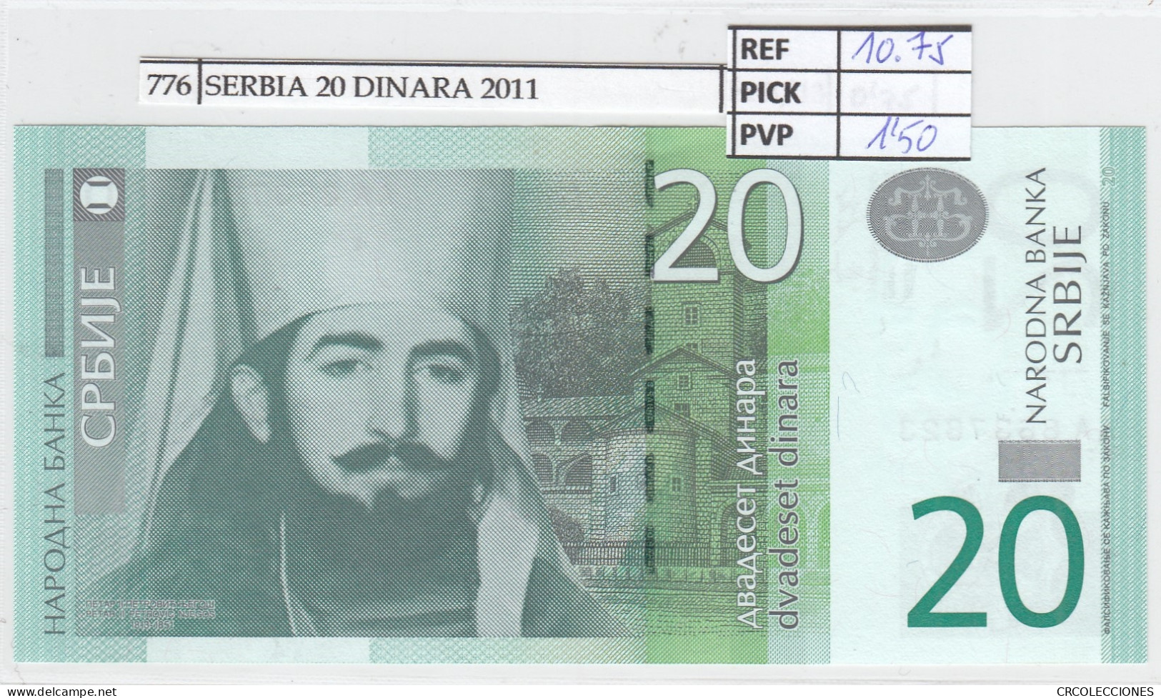 BILLETE SERBIA 20 DINARA 2011 P-55a - Sonstige – Europa