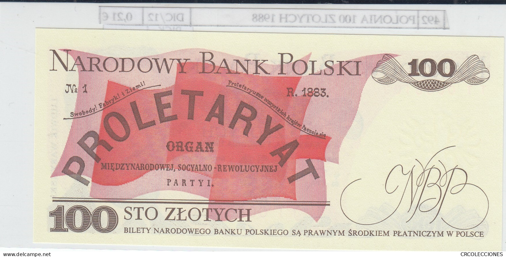 BILLETE POLONIA 100 ZLOTYCH 1988 P-143e.2 - Other - Europe