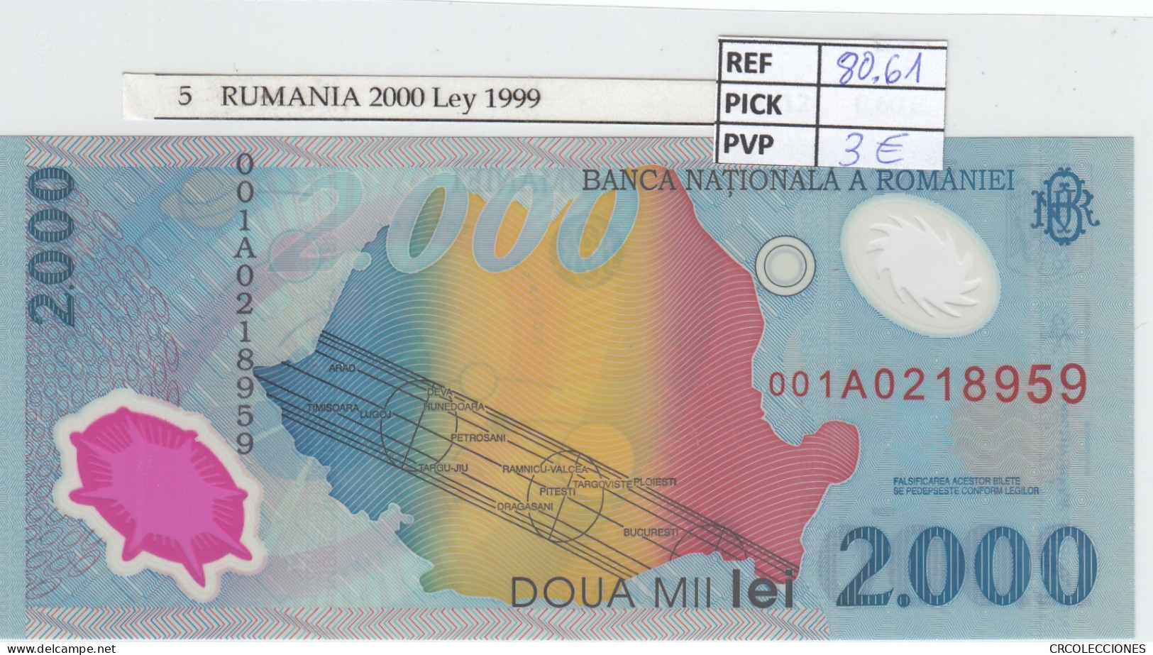 BILLETE RUMANIA 2.000 LEI 1999 P-111b - Autres - Europe
