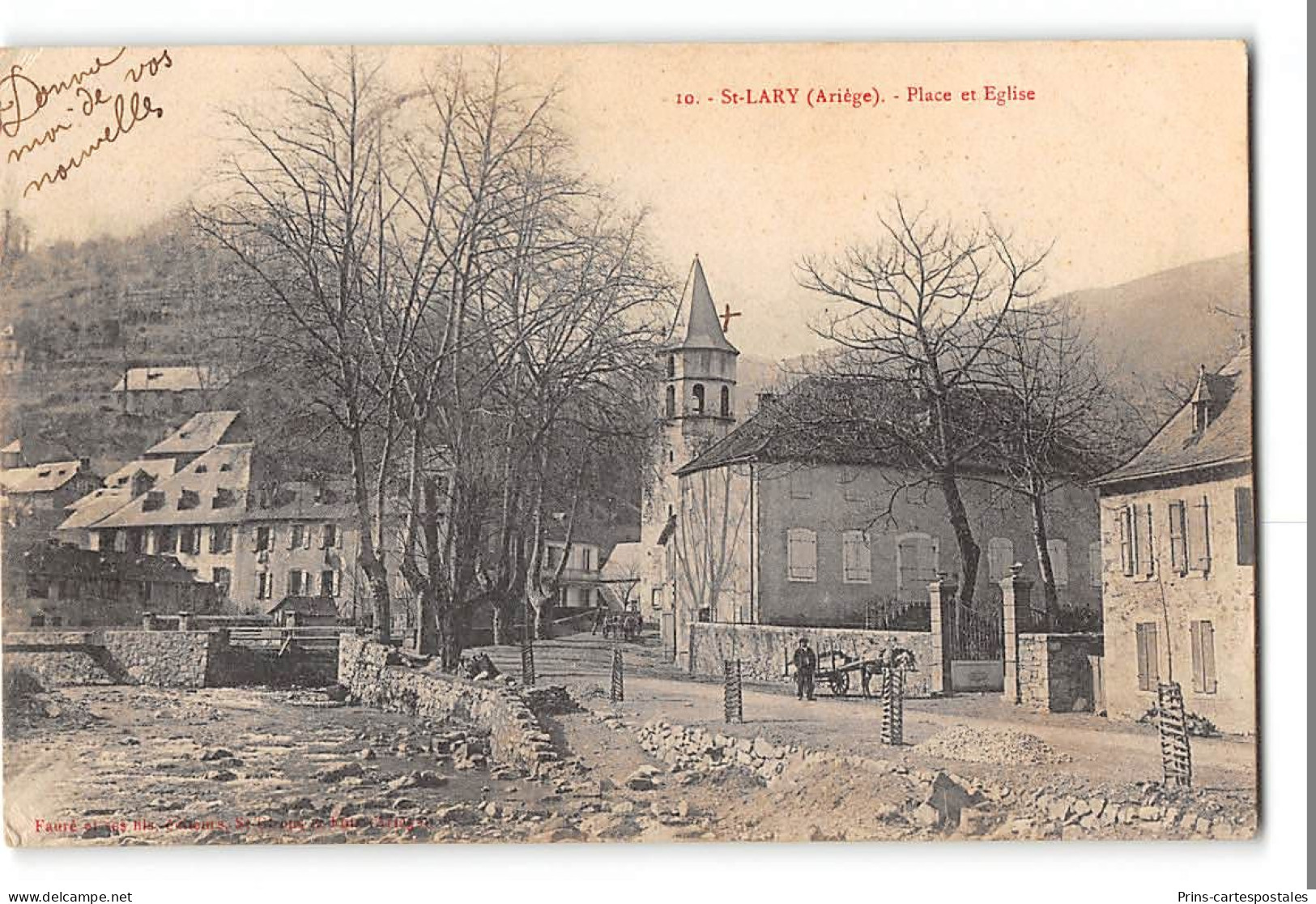 CPA 09 St Lary Place Et église - Autres & Non Classés